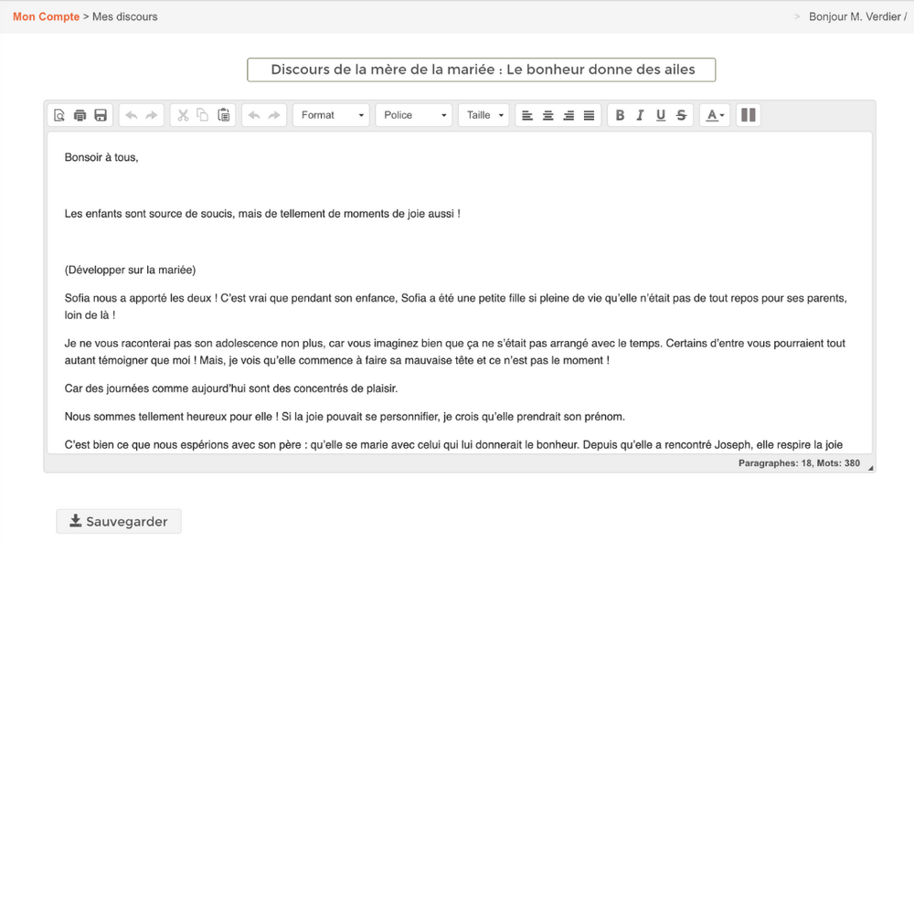 discours de la mère du marié - Testing
